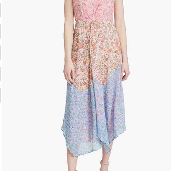 Ramy Brook Isabel Floral Handkerchief Dress Horizon Rose Pink Combo, 6 - Picture 4 of 13